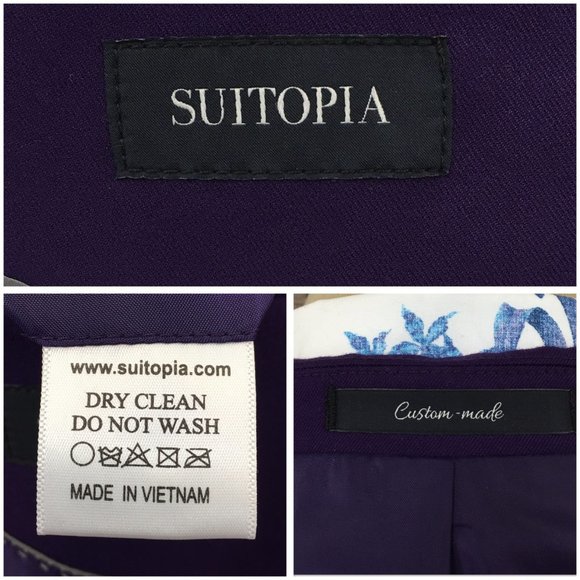 Suitopia Mens‎ Suit 2 Piece Set Size 38R Jacket Blazer Pants Two Button Tailored - Picture 8 of 16